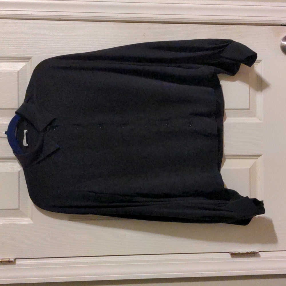 Scanlan Theodore Black Silk Blouse US 8 Button Down Balloon Sleeve
